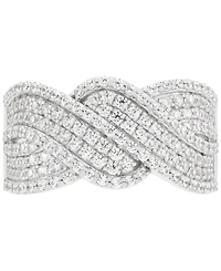 Diamond Cluster Wide Band (1 ct. t.w.) in Sterling Silver