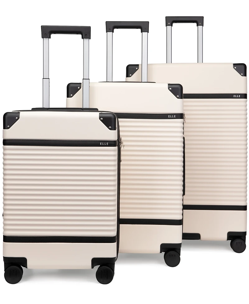 Elle Belleville 3-Piece Expandable Retro Spinner Luggage Set