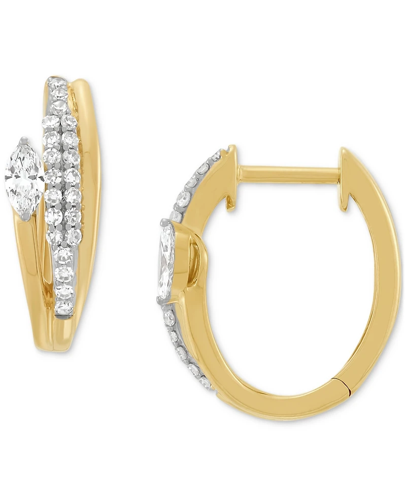 Forever Grown Diamonds Lab Grown Diamond Marquise & Round Small Hoop Earrings (1/2 ct. t.w.) in 14k Gold-Plated Sterling Silver