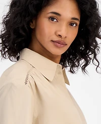 Boss Orange Women's Cotton Belted Long-Sleeve Shirtdress