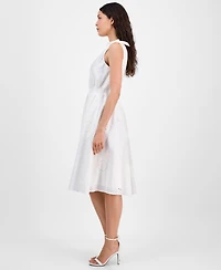 Anne Klein Petite Cotton Lace A-Line Sleeveless Midi Dress