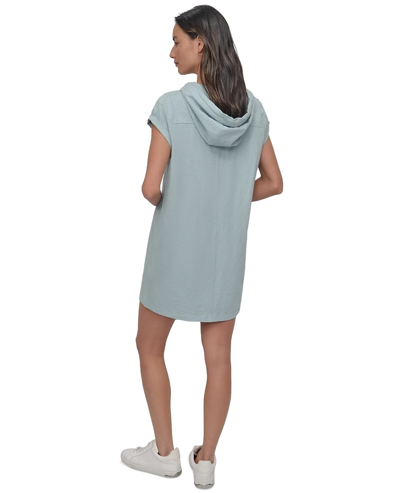 Dkny Sport Women's Roll-Sleeve Hooded Sneaker Dress