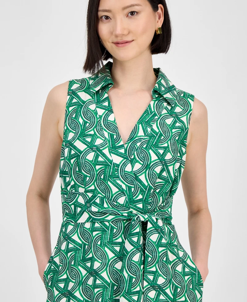 Tahari Women's Sleeveless Collared Shirtdress
