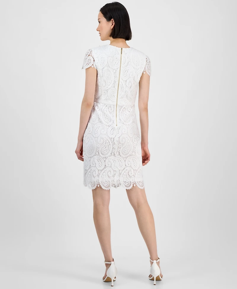 Tahari Petite Paisley Lace Cap-Sleeve Sheath Dress