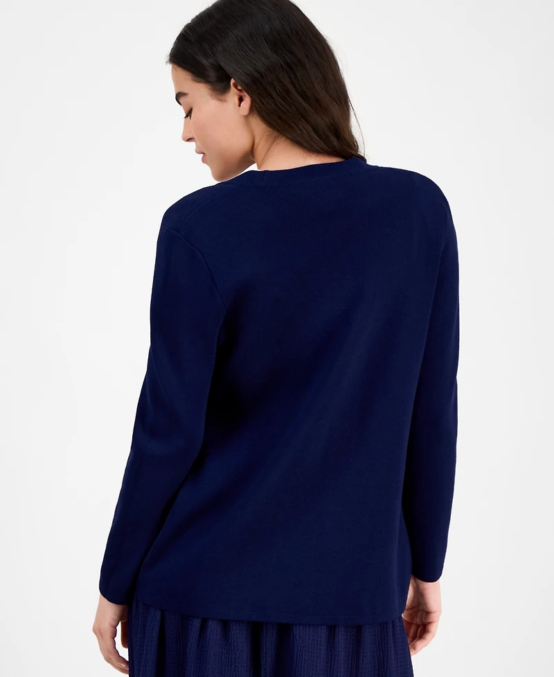Ak Anne Klein Petite Newport Open-Front Cardigan