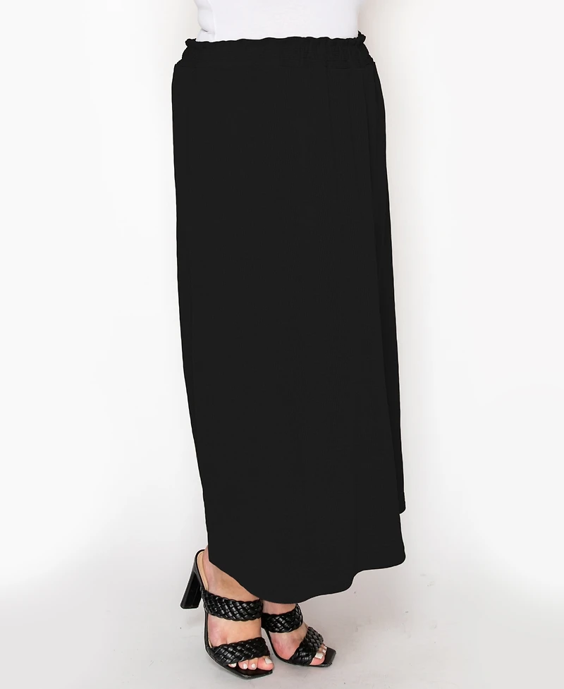 Coin 1804 Plus Textured Rib Elastic Waist Maxi Skirt
