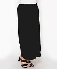 Coin 1804 Plus Textured Rib Elastic Waist Maxi Skirt