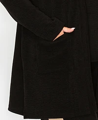 Coin 1804 Plus Textured Rib Front Pocket Side Slit Cardigan Sweater