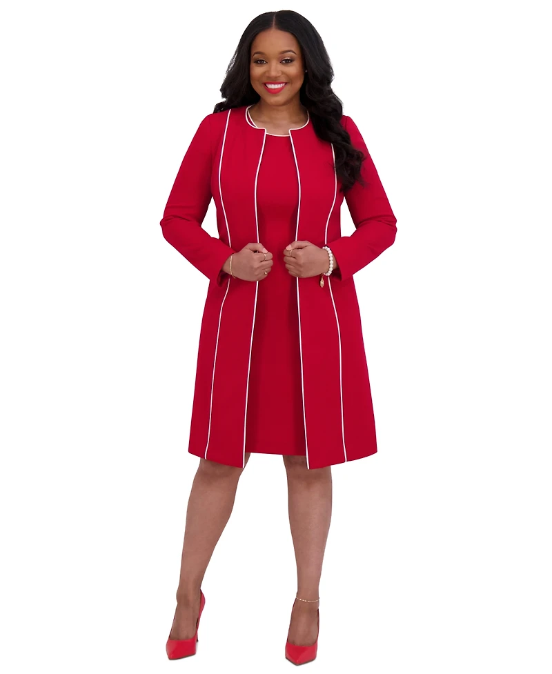 Kasper Women's Piping-Trim Long Jacket, Regular & Plus Sizes