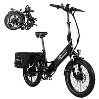 GoPowerBike GoPlus Folding Electric Bike | 20" Fat Tire eBike 500W Motor, 20mph Top Speed 45+ Mile Range, 5 Pedal-Assist Levels Removable B