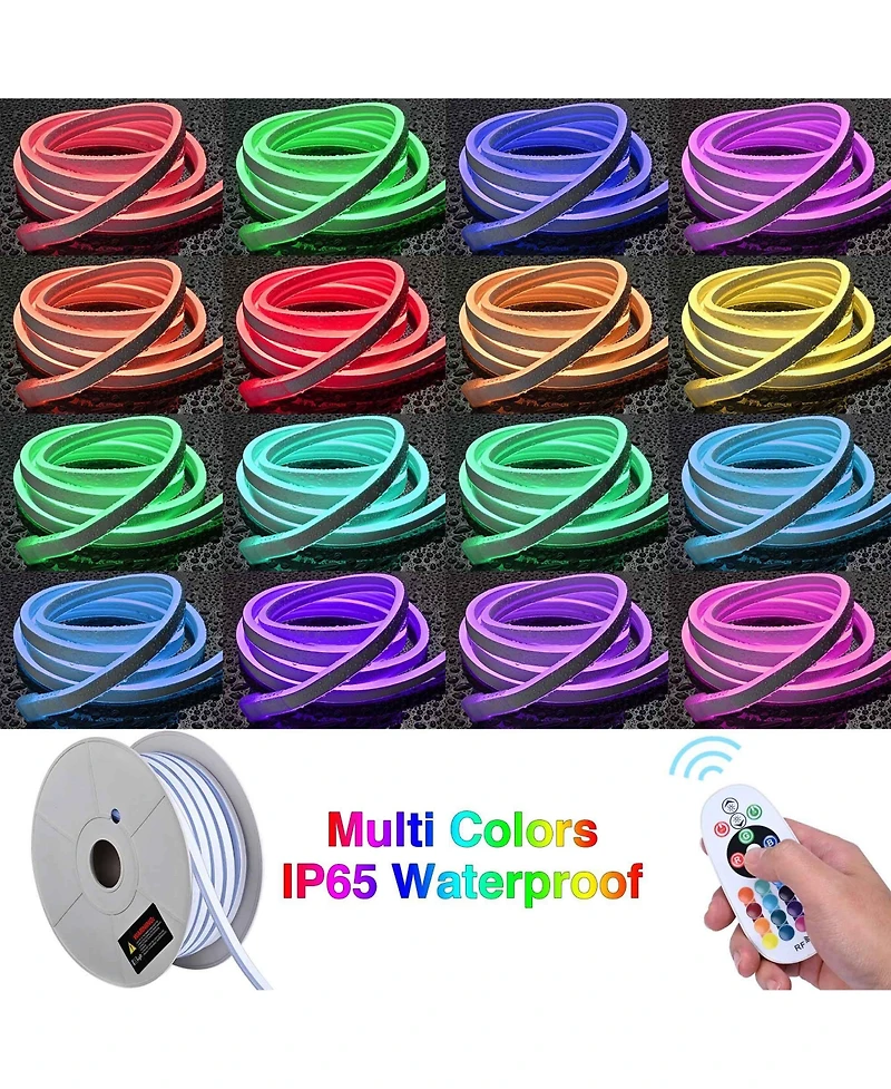 DELight 150FT Rgb Neon Rope Lights with Remote Control & App Ac 110V IP65 Waterproof Music Sync Dimmable Cuttable Diy Del-D150R