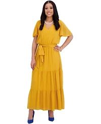 Kasper Women's V-Neck Flutter-Sleeve Maxi Dress, Regular & Plus Sizes