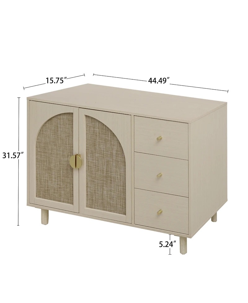 Mondawe 2 Door 3 Drawer Cabinet, Suitable for Bedroom, Living Room, Study