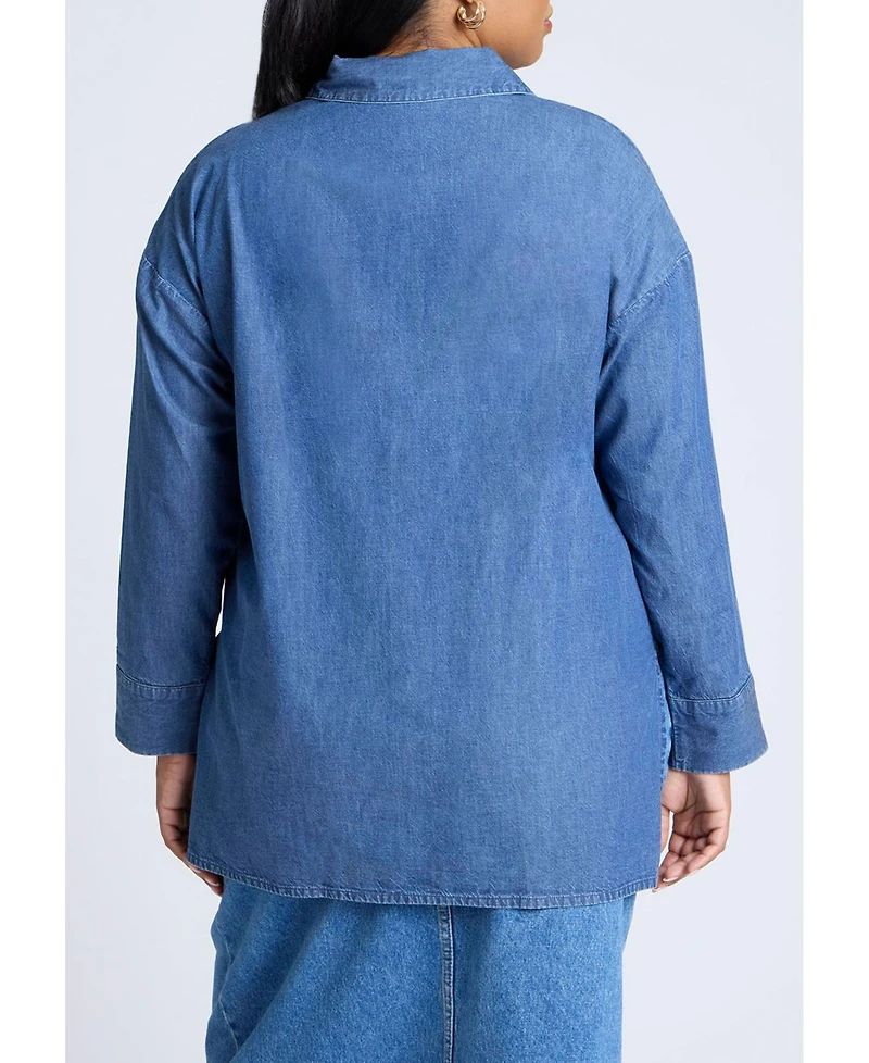 Eloquii Women's Elements Oversized Chambray Top