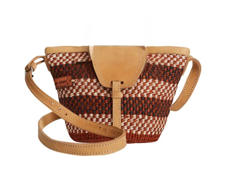 Life Damier Pattern Handwoven Sisal Straw Crossbody Shoulder Bag