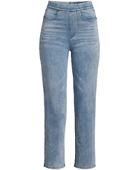 Lands' End Plus Starfish High Rise Knit Denim Straight Crop Jeans