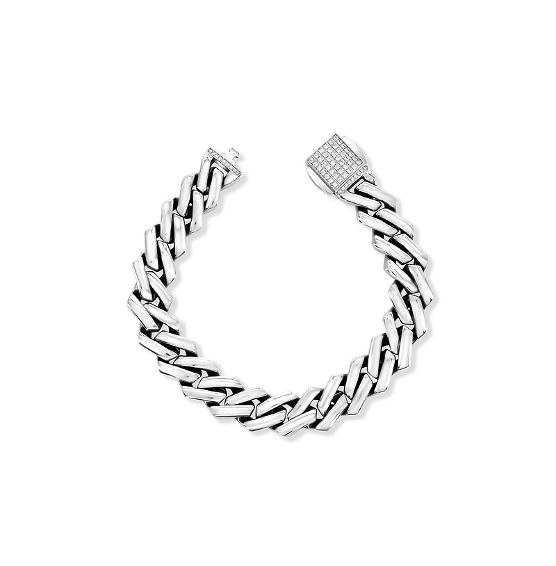 Stainless Steel, 13mm Monaco, Cz Lock Bracelet