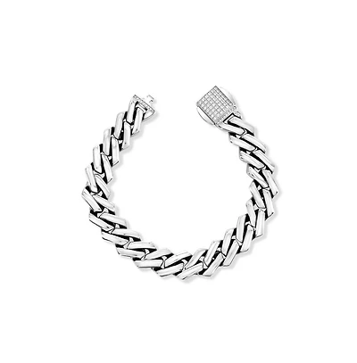 Stainless Steel, 13mm Monaco, Cz Lock Bracelet