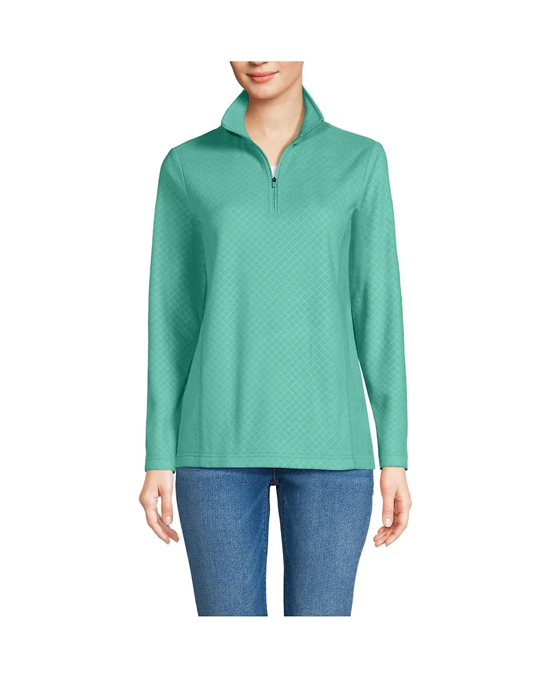 Lands' End Women's Embossed Quarter Zip Fleece Pullover