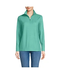 Lands' End Women's Embossed Quarter Zip Fleece Pullover