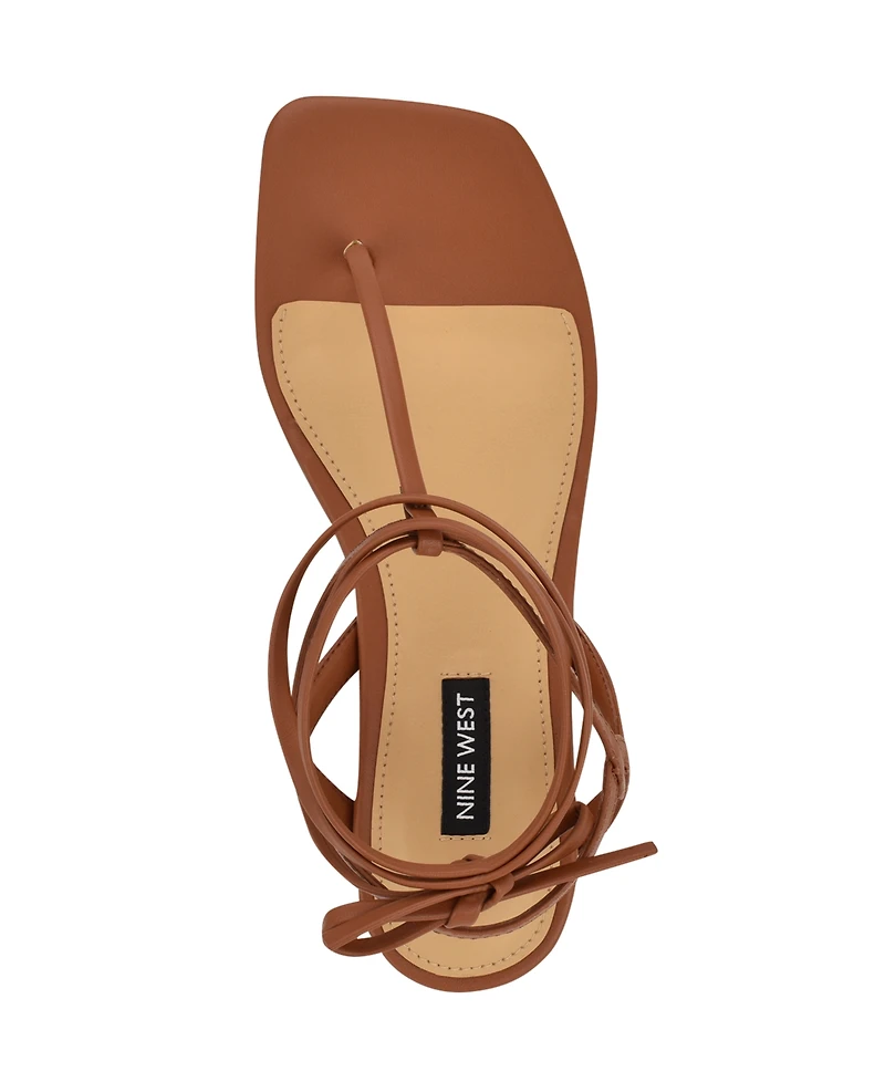 Nine West Women's Norta T-Strap Tie-Up Flat Sandals