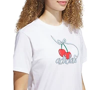 adidas Women's Cotton Cherry Logo-Graphic Crewneck T-Shirt