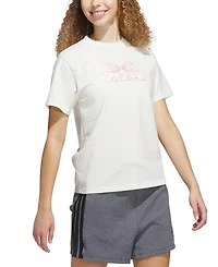 adidas Women's Cotton Bow Logo-Graphic Crewneck T-Shirt