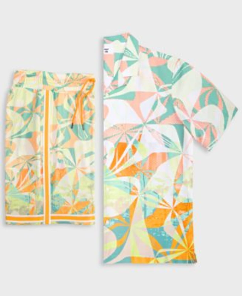 Mode Of One Mens Slick Play Camp Shirt 7 Mesh Shorts Exclusively At Macys