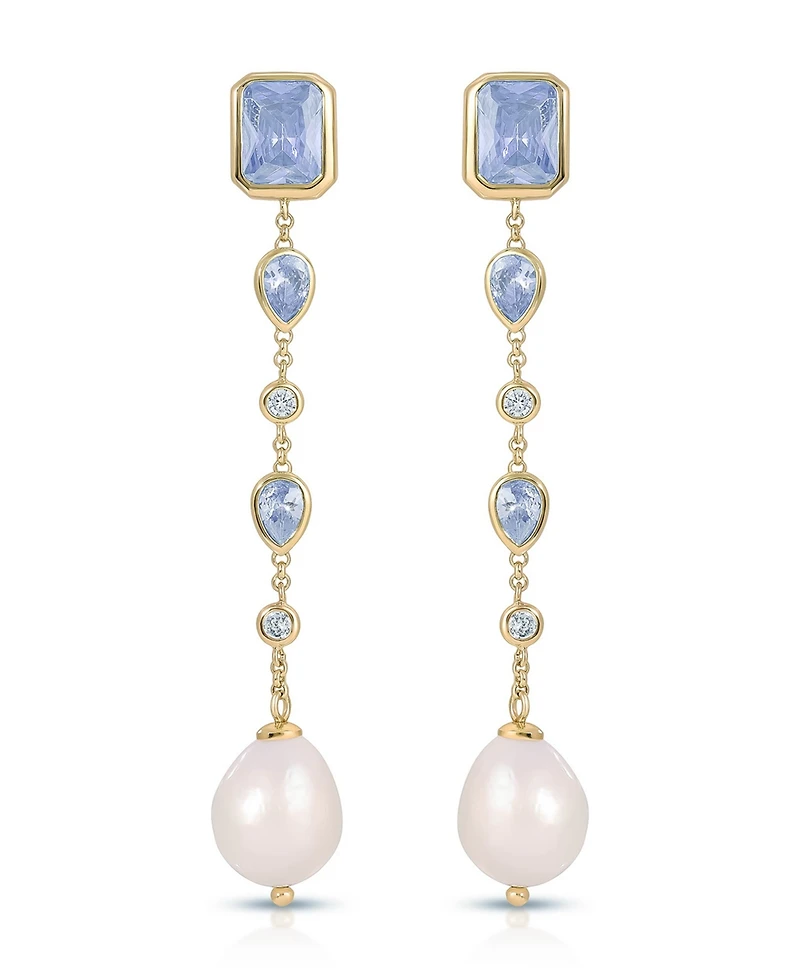 Ettika Gleaming Blue Gem Linear Earrings