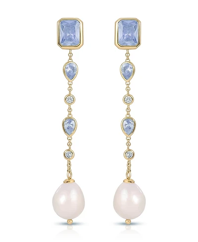Ettika Gleaming Blue Gem Linear Earrings