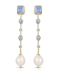 Ettika Gleaming Blue Gem Linear Earrings