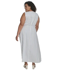 Calvin Klein Plus Striped Faux-Wrap Maxi Dress