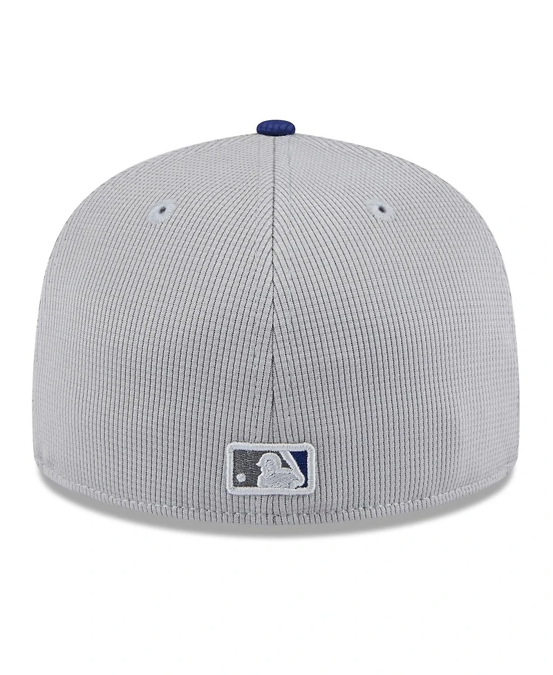 New Era Men's Gray/Royal Los Angeles Dodgers 2025 Batting Practice 59FIFTY Fitted Hat