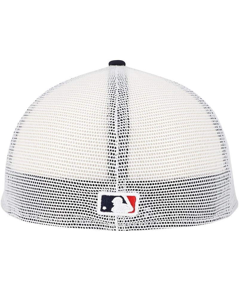 New Era Men's Navy Cleveland Guardians Team Color 59FIFTY Trucker Fitted Hat