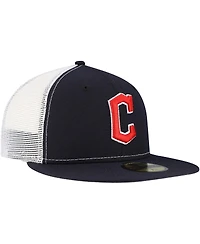 New Era Men's Navy Cleveland Guardians Team Color 59FIFTY Trucker Fitted Hat