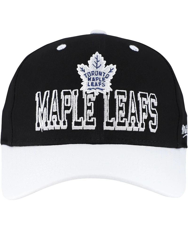 Mitchell & Ness Men's Black/White Toronto Maple Leaf's Backside Script Two-Tone Pro Crown Adjustable Hat