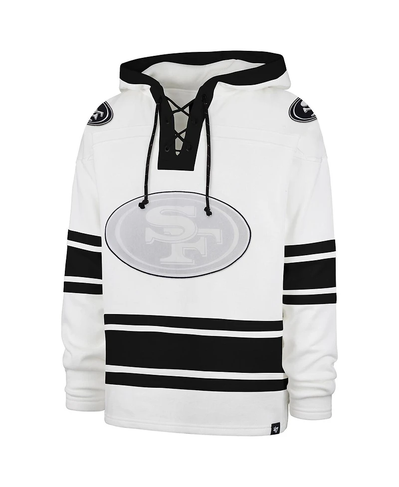 '47 Brand Men's White San Francisco 49ers After Image Superior Lacer with Hood Sweatshirt