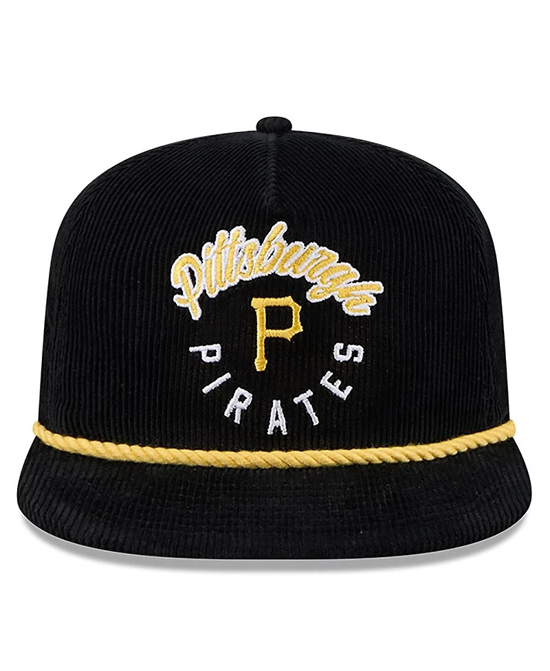 New Era Men's Black Pittsburgh Pirates Full Circle Corduroy Golfer Adjustable Hat