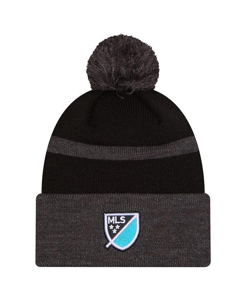 New Era Men's Black Charlotte Fc 2025 Kickoff Cuffed with pom Knit hat