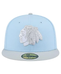 New Era Men's Light Blue/Gray Chicago Blackhawks Color Pack Two-Tone 59FIFTY Fitted Hat