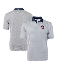 Cutter & Buck Men's Navy/White St. Louis Cardinals Virtue Eco Pique Micro Stripe Polo Shirt