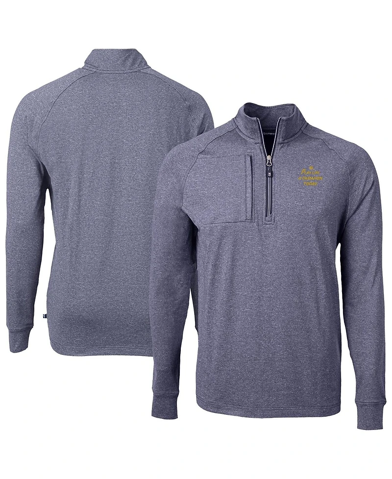 Cutter & Buck Men's Heather Navy Notre Dame Fighting Irish Play Like A Champion Today Adapt Eco Knit Quarter-Zip Sweatshirt