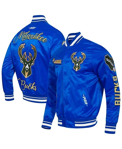 Pro Standard Men's Blue Milwaukee Bucks 2024/25 City Edition Chenille Applique Full-Snap Satin Jacket