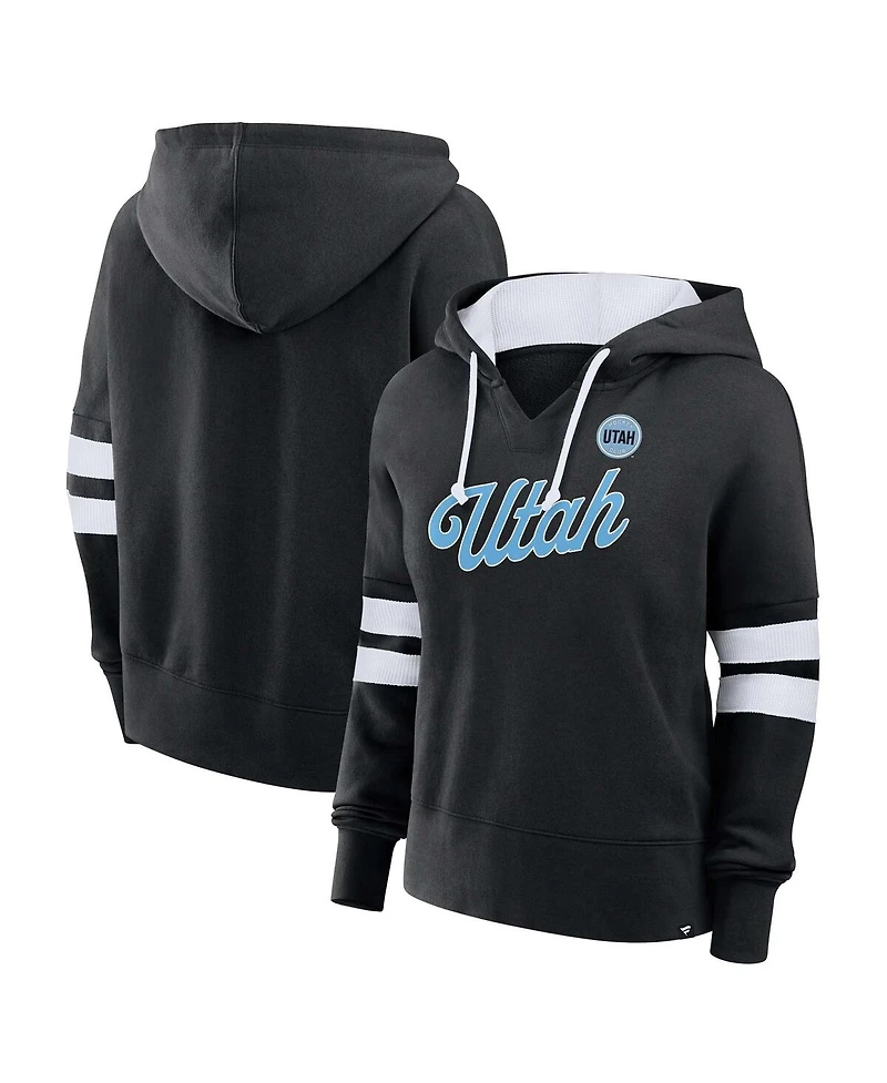 Fanatics Women's Black Utah Hockey Club Oversized Seize V-Neck Pullover Hoodie