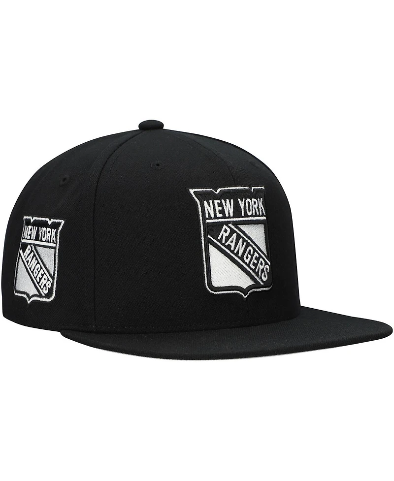 Mitchell & Ness Men's Black New York Rangers Team Snapback Hat