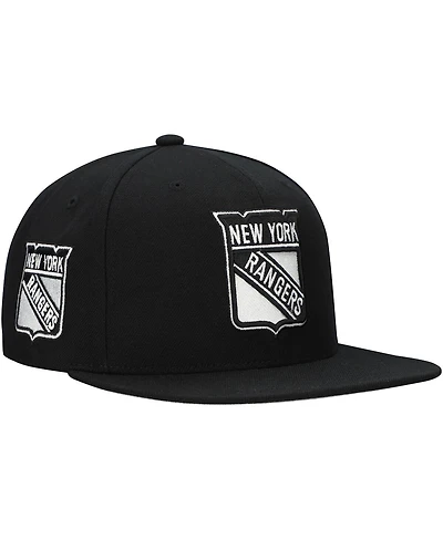 Mitchell & Ness Men's Black New York Rangers Team Snapback Hat
