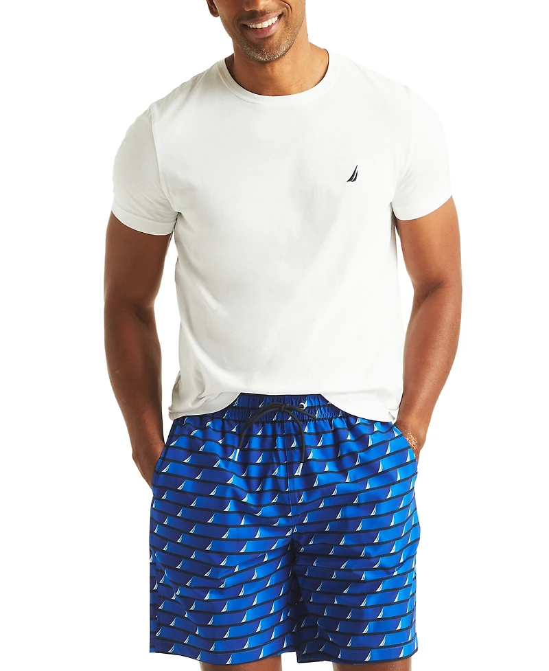 Nautica Men's Printed Drawstring Quick Dry 6" Swim Trunks