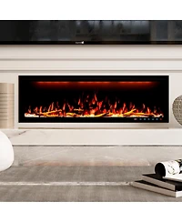 Smart 50" Wall-Mounted Electric Fireplace with Realistic Flame Effects, Dual Heating, and Alexa Compatibility