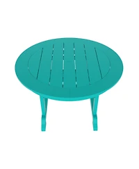 5-Piece Hdpe Round Patio Dining Table Set with Foldable Chairs