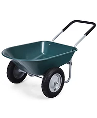 2-Tire Wheelbarrow Garden Cart Heavy-Duty Utility Dolly for Landscaping & Yard Work